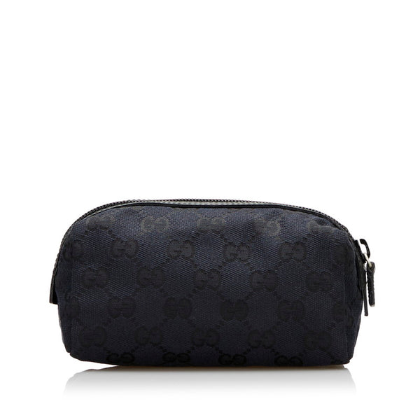 グッチ GGキャンバス ポーチ コスメポーチ 039 1118 ブラック キャンバス レザー レディース GUCCI 【中古】