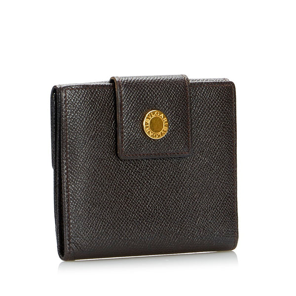 ブルガリ 二つ折り財布 ブラウン レザー レディース BVLGARI 【中古】