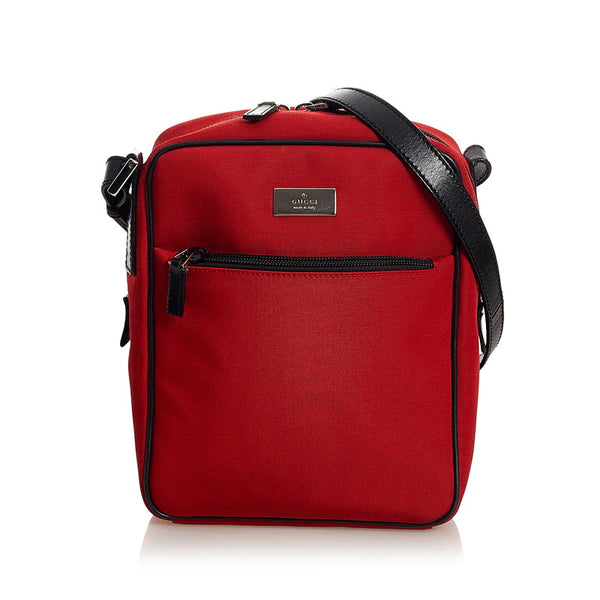 グッチ 斜め掛けショルダーバッグ 018 1612 レッド キャンバス レザー レディース GUCCI 【中古】