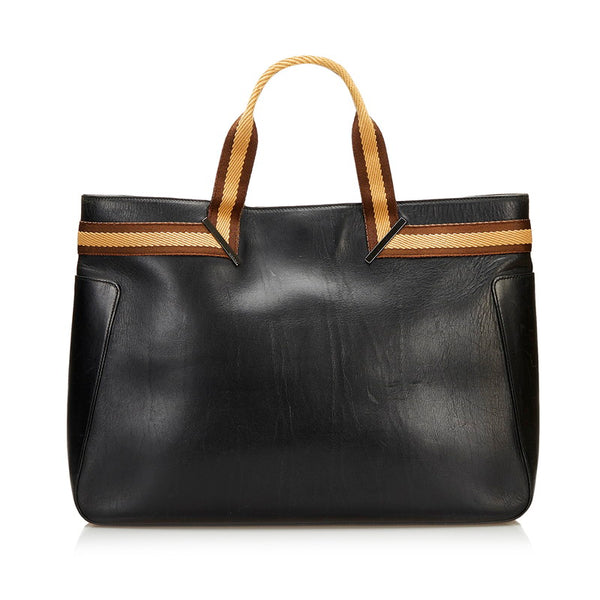 グッチ シェリーライン トートバッグ 002 1134 ブラック ベージュ レザー メンズ GUCCI 【中古】