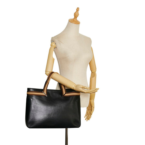 グッチ シェリーライン トートバッグ 002 1134 ブラック ベージュ レザー メンズ GUCCI 【中古】