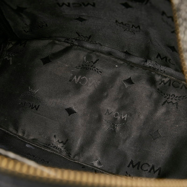 エム シー エム ヴィセトス スタッズ グレー ブラック レザー リュック バックパック レディース MCM 【中古】