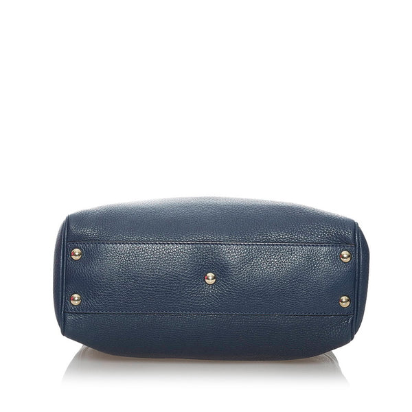 グッチ バンブー 336032 ネイビー レザー ハンドバッグ ショルダーバッグ 2WAY レディース GUCCI 【中古】