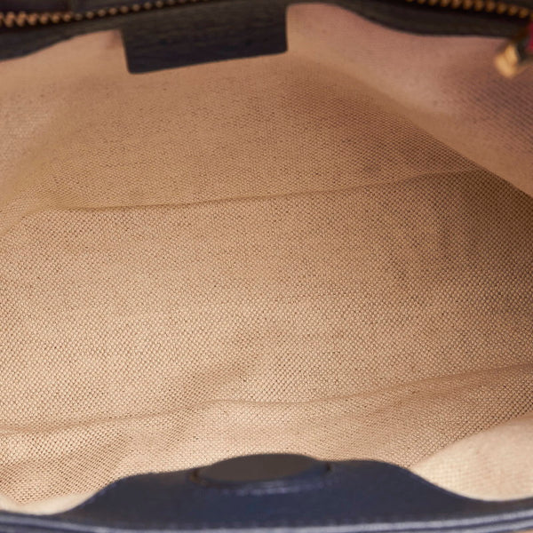 グッチ バンブー 336032 ネイビー レザー ハンドバッグ ショルダーバッグ 2WAY レディース GUCCI 【中古】