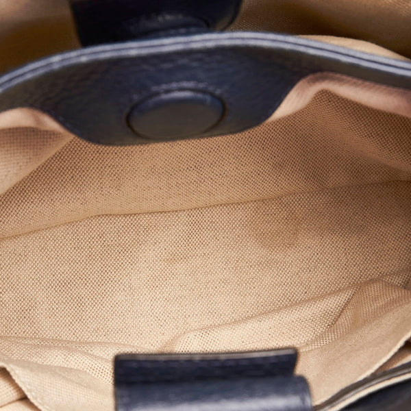 グッチ バンブー 336032 ネイビー レザー ハンドバッグ ショルダーバッグ 2WAY レディース GUCCI 【中古】