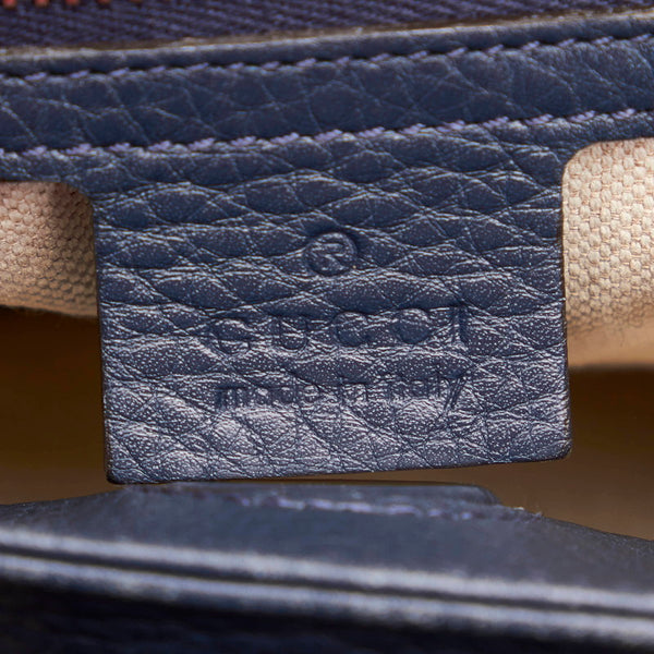 グッチ バンブー 336032 ネイビー レザー ハンドバッグ ショルダーバッグ 2WAY レディース GUCCI 【中古】