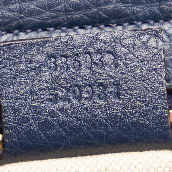 グッチ バンブー 336032 ネイビー レザー ハンドバッグ ショルダーバッグ 2WAY レディース GUCCI 【中古】