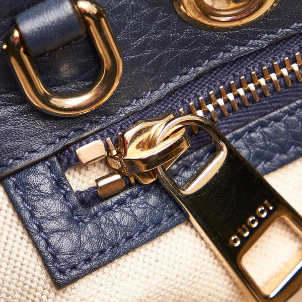 グッチ バンブー 336032 ネイビー レザー ハンドバッグ ショルダーバッグ 2WAY レディース GUCCI 【中古】