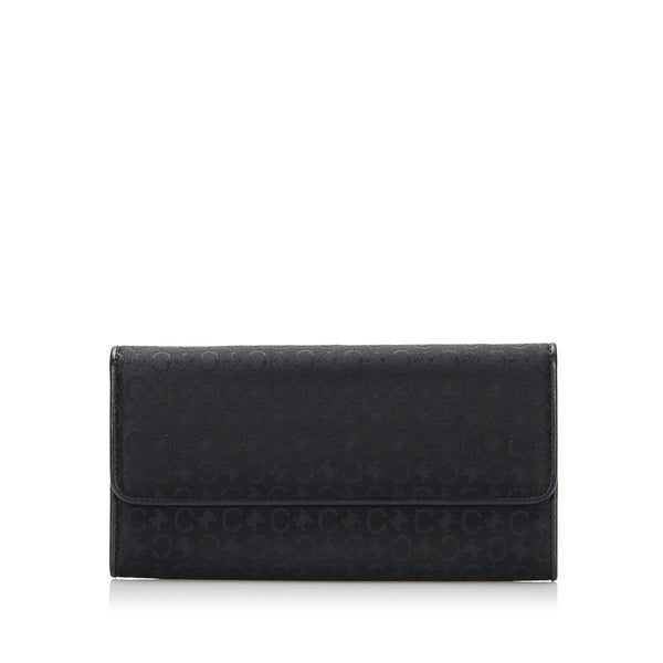セリーヌ Cマカダム 長財布 ブラック キャンバス レザー レディース CELINE 【中古】