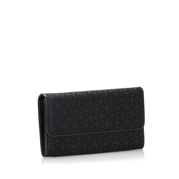 セリーヌ Cマカダム 長財布 ブラック キャンバス レザー レディース CELINE 【中古】