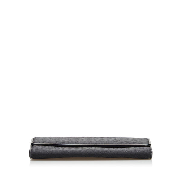セリーヌ Cマカダム 長財布 ブラック キャンバス レザー レディース CELINE 【中古】