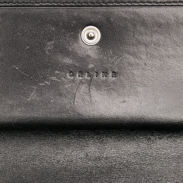 セリーヌ Cマカダム 長財布 ブラック キャンバス レザー レディース CELINE 【中古】