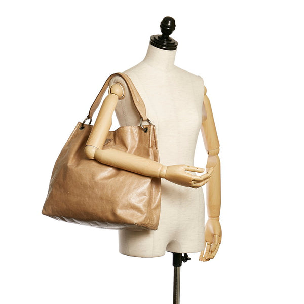 プラダ ワンショルダーバッグ ベージュ レザー レディース PRADA 【中古】