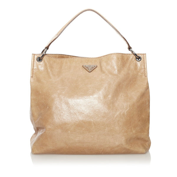 プラダ ワンショルダーバッグ ベージュ レザー レディース PRADA 【中古】