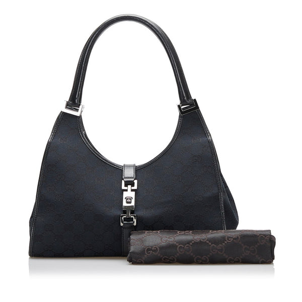 グッチ ジャッキー GGキャンバス ハンドバッグ 002 1067 ブラック キャンバス レザー レディース GUCCI 【中古】