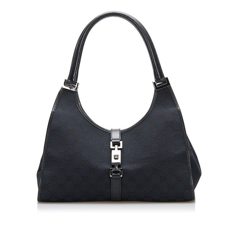 グッチ ジャッキー GGキャンバス ハンドバッグ 002 1067 ブラック キャンバス レザー レディース GUCCI 【中古】