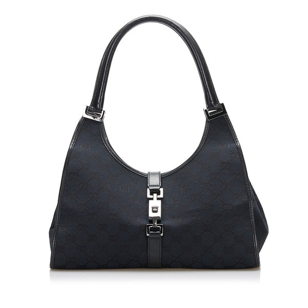 グッチ ジャッキー GGキャンバス ハンドバッグ 002 1067 ブラック キャンバス レザー レディース GUCCI 【中古】