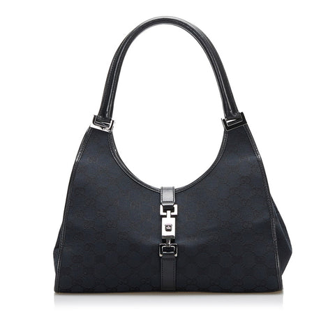 グッチ ジャッキー GGキャンバス ハンドバッグ 002 1067 ブラック キャンバス レザー レディース GUCCI 【中古】