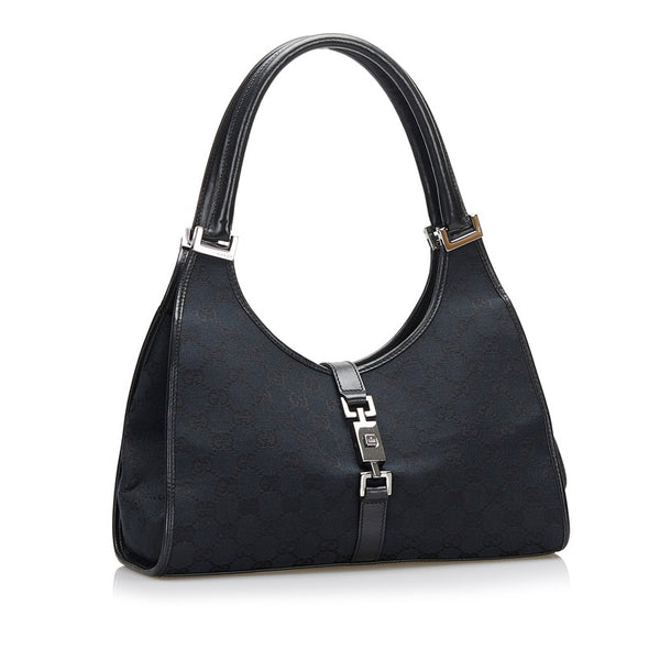 グッチ ジャッキー GGキャンバス ハンドバッグ 002 1067 ブラック キャンバス レザー レディース GUCCI 【中古】