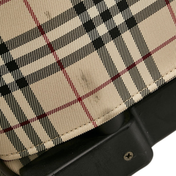 バーバリー ノバチェック キャリーバッグ トラベルバッグ 旅行カバン ベージュ ブラウン キャンバス レザー レディース BURBERRY 【中古】