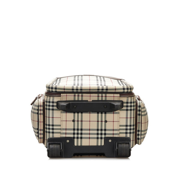 バーバリー ノバチェック キャリーバッグ トラベルバッグ 旅行カバン ベージュ ブラウン キャンバス レザー レディース BURBERRY 【中古】