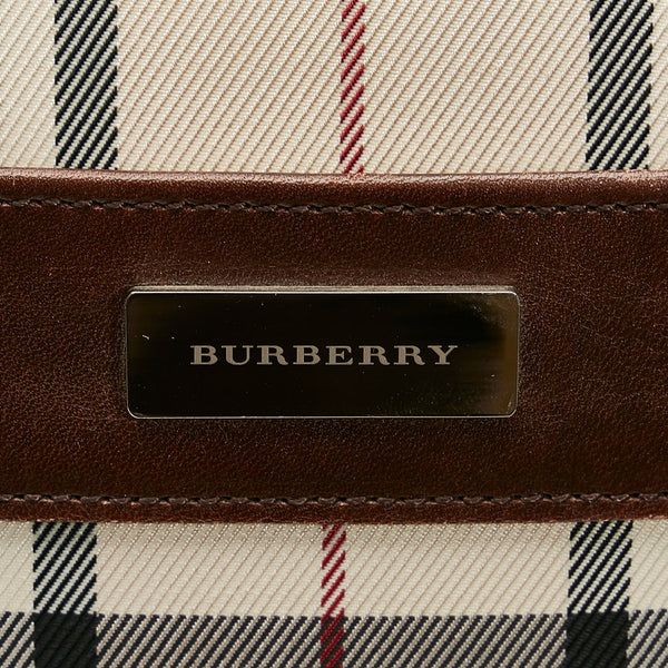 バーバリー ノバチェック キャリーバッグ トラベルバッグ 旅行カバン ベージュ ブラウン キャンバス レザー レディース BURBERRY 【中古】