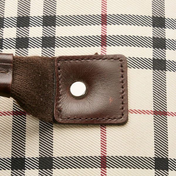 バーバリー ノバチェック キャリーバッグ トラベルバッグ 旅行カバン ベージュ ブラウン キャンバス レザー レディース BURBERRY 【中古】
