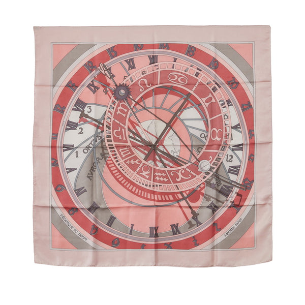 エルメス カレ90 MECANIQUE DU TEMPS 時の仕掛け スカーフ ピンク マルチカラー シルク レディース HERMES 【中古】