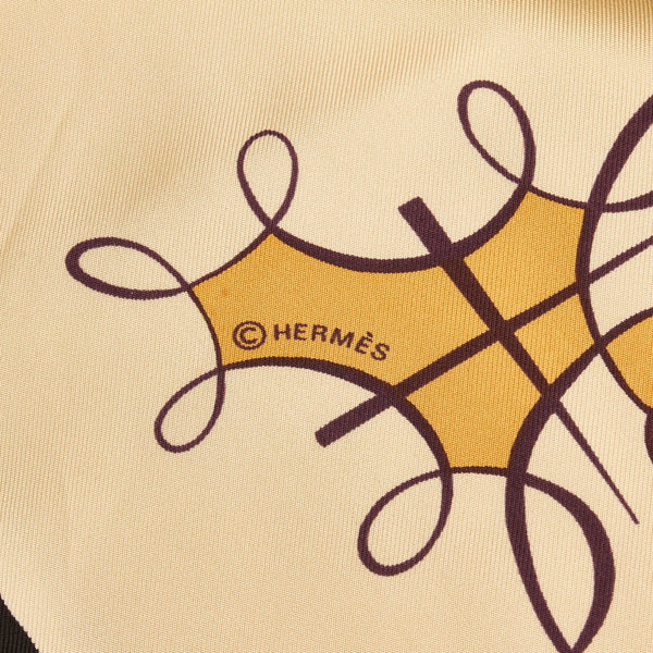エルメス カレ90 LART DECRIRE 書の芸術 スカーフ ベージュ シルク レディース HERMES 【中古】