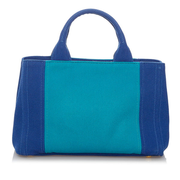 プラダ ミニカナパ ターコイズブルー ブルー キャンバス ハンドバッグ ショルダーバッグ ２WAY レディース PRADA 【中古】