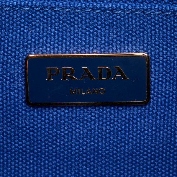 プラダ ミニカナパ ターコイズブルー ブルー キャンバス ハンドバッグ ショルダーバッグ ２WAY レディース PRADA 【中古】