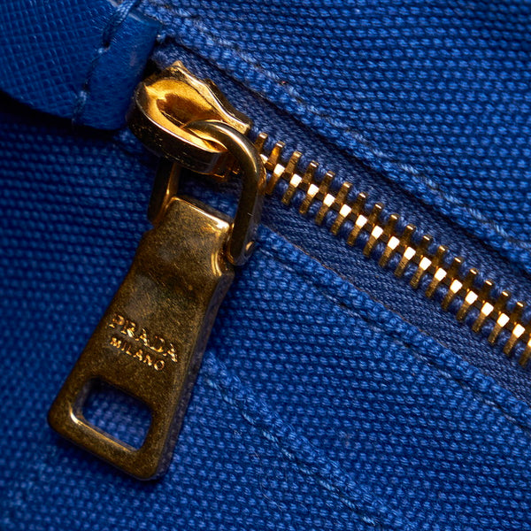 プラダ ミニカナパ ターコイズブルー ブルー キャンバス ハンドバッグ ショルダーバッグ ２WAY レディース PRADA 【中古】