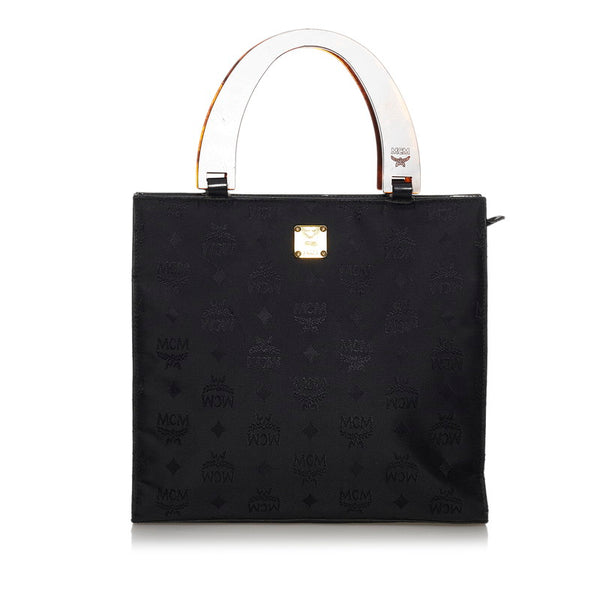 エム シー エム ブラック ナイロン レザー プラスチック ハンドバッグ レディース MCM 【中古】