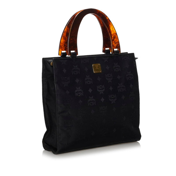 エム シー エム ブラック ナイロン レザー プラスチック ハンドバッグ レディース MCM 【中古】