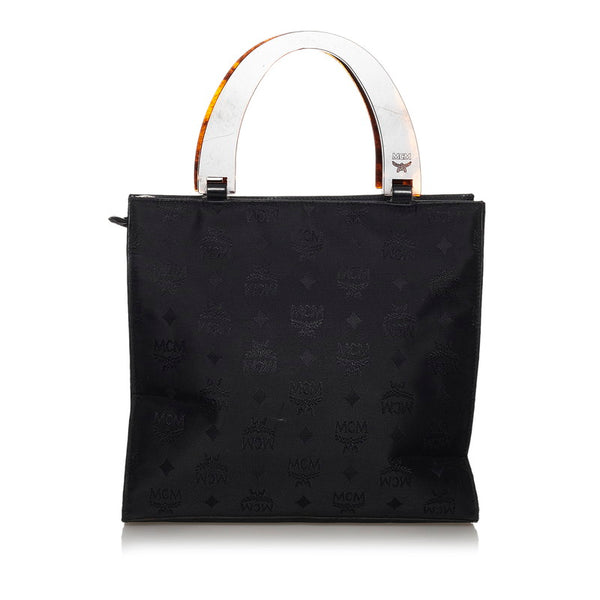 エム シー エム ブラック ナイロン レザー プラスチック ハンドバッグ レディース MCM 【中古】