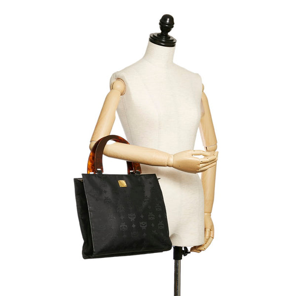エム シー エム ブラック ナイロン レザー プラスチック ハンドバッグ レディース MCM 【中古】