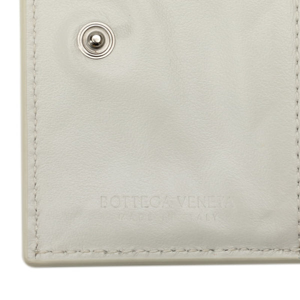 ボッテガヴェネタ イントレチャート 三つ折り財布 コンパクトウォレット ホワイト レザー レディース BOTTEGAVENETA 【中古】