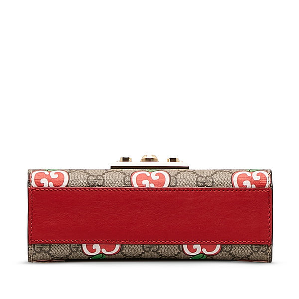 グッチ GGアップルプリント チェーン ショルダーバッグ  409487 ベージュ レッド PVC レザー レディース GUCCI 【中古】