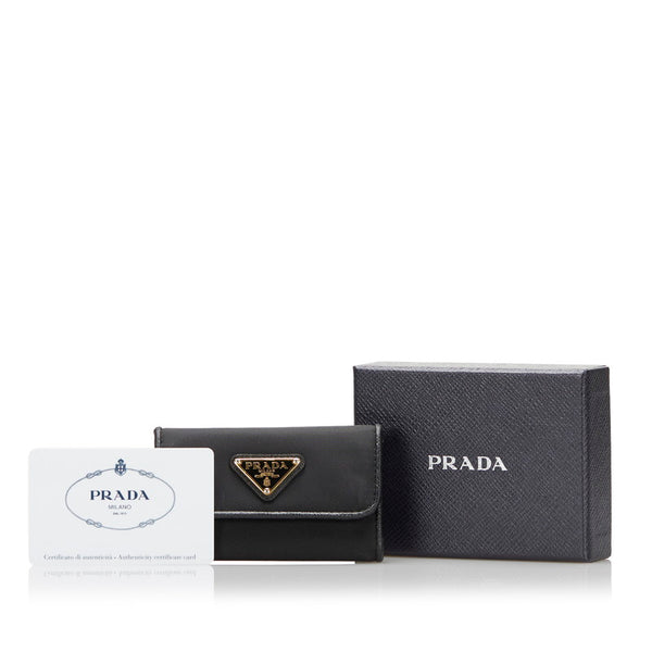 プラダ 6連 キーケース 1PG222 ブラック NERO ナイロン レザー レディース PRADA 【中古】
