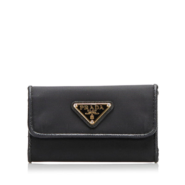 プラダ 6連 キーケース 1PG222 ブラック NERO ナイロン レザー レディース PRADA 【中古】