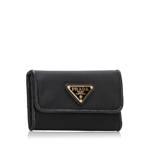 プラダ 6連 キーケース 1PG222 ブラック NERO ナイロン レザー レディース PRADA 【中古】