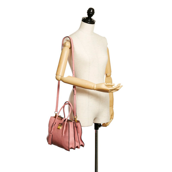 ミュウミュウ ハンドバッグ ショルダーバッグ 2WAY ピンク レザー レディース MIUMIU 【中古】