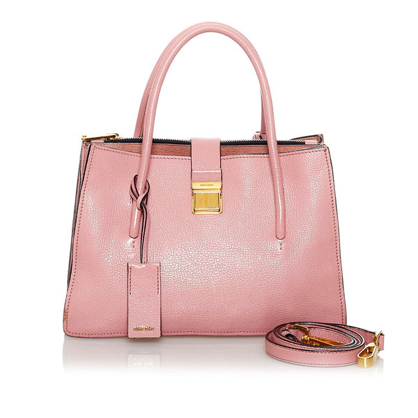 ミュウミュウ ハンドバッグ ショルダーバッグ 2WAY ピンク レザー レディース MIUMIU 【中古】