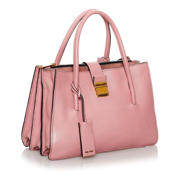ミュウミュウ ハンドバッグ ショルダーバッグ 2WAY ピンク レザー レディース MIUMIU 【中古】