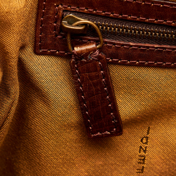 フェンディ ズッカ エトニコ ハンドバッグ 8BN157 ブラウン キャンバス レザー レディース FENDI 【中古】