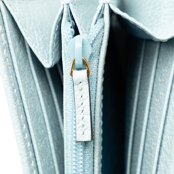 グッチ GGマーモント フローラプリント フラワー 花 チェーンショルダーウォレット 577343 ライトブルー マルチカラー キャンバス レザー レディース GUCCI 【中古】