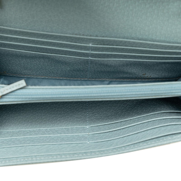 グッチ GGマーモント フローラプリント フラワー 花 チェーンショルダーウォレット 577343 ライトブルー マルチカラー キャンバス レザー レディース GUCCI 【中古】