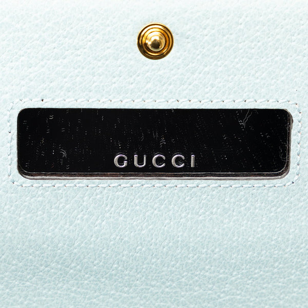 グッチ GGマーモント フローラプリント フラワー 花 チェーンショルダーウォレット 577343 ライトブルー マルチカラー キャンバス レザー レディース GUCCI 【中古】