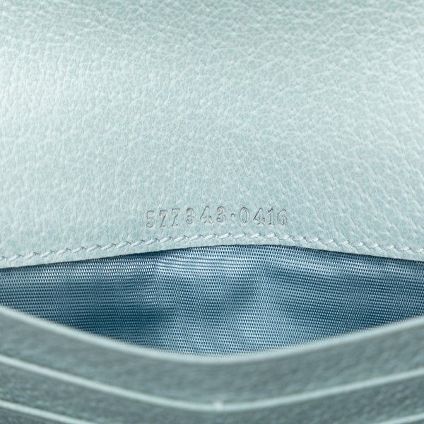 グッチ GGマーモント フローラプリント フラワー 花 チェーンショルダーウォレット 577343 ライトブルー マルチカラー キャンバス レザー レディース GUCCI 【中古】