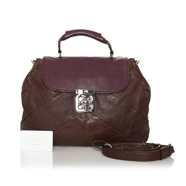 クロエ エルシー ハンドバッグ ショルダーバッグ 2WAY ブラウン ボルドー レザー レディース Chloe 【中古】
